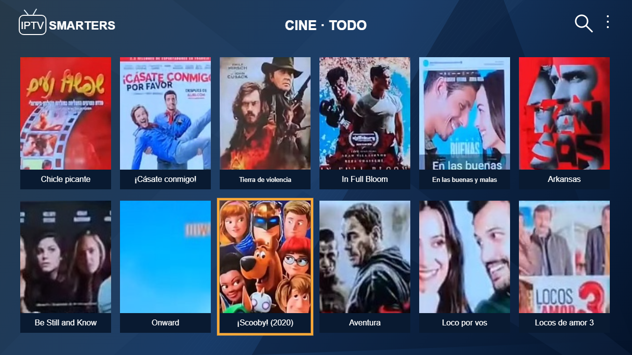 Retícula de películas con Scooby Doo seleccionada